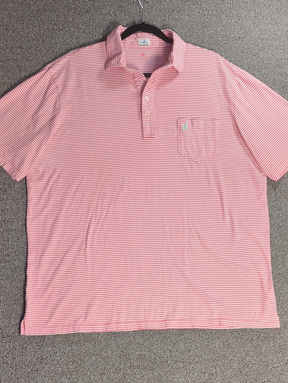 JOHNNIE-O Hanging Out Jack Stripe Pink Striped Polo Size XL